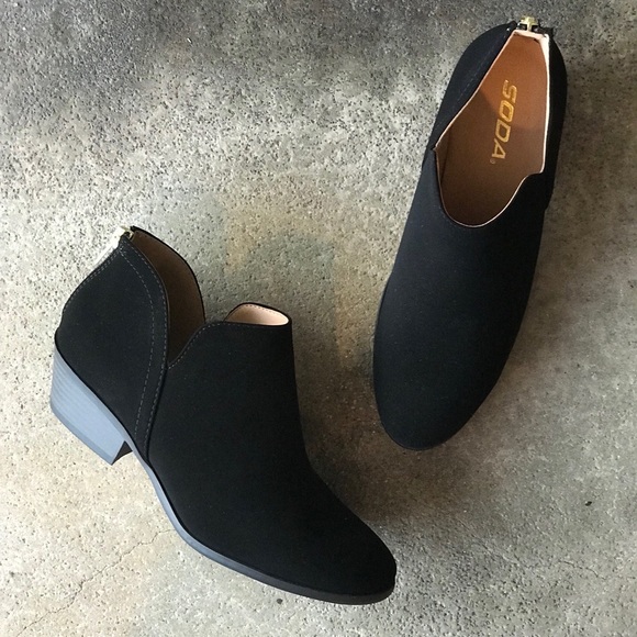 Soda Black on Black Low 1.75” Heel Ankle Bootie - Picture 7 of 7